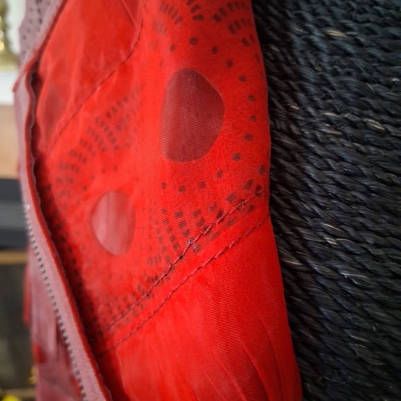 Wild Honey Red Leather Jacket with Fringe and Cutouts - Picture 8 of 8